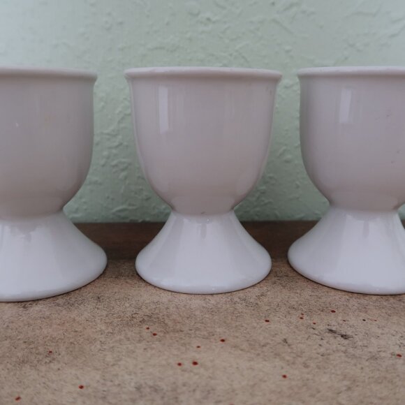 Three (3) Vintage White Porcelain Egg Cups 2.5 in. - Picture 1 of 6